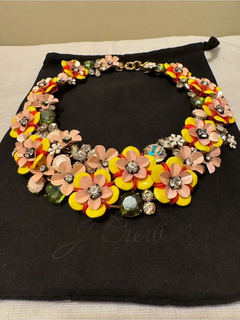 Vintage Rare J.Crew Floral Bib Statement Necklace & Flower Cuff Complete Set